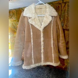 Wilsons Leather Beige Shearling Coat